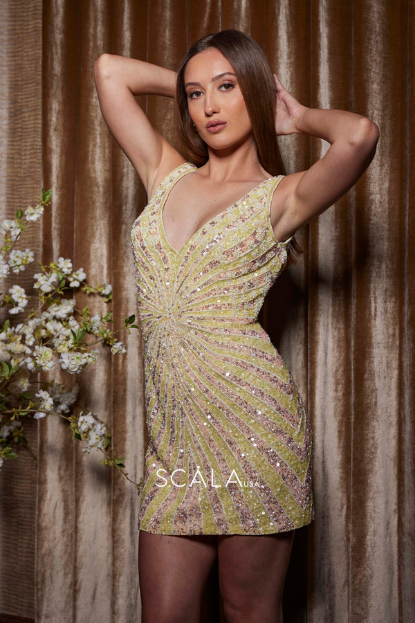 Scala 80263 Homecoming Short Fitted Sequin Dress