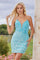 Homecoming Dresses Homecoming Sequin Fitted Short cocktail Dress Ocean