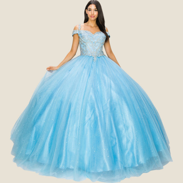 Long Glitter Ball Gown Quinceanera Dress Cinderella Couture 8028J