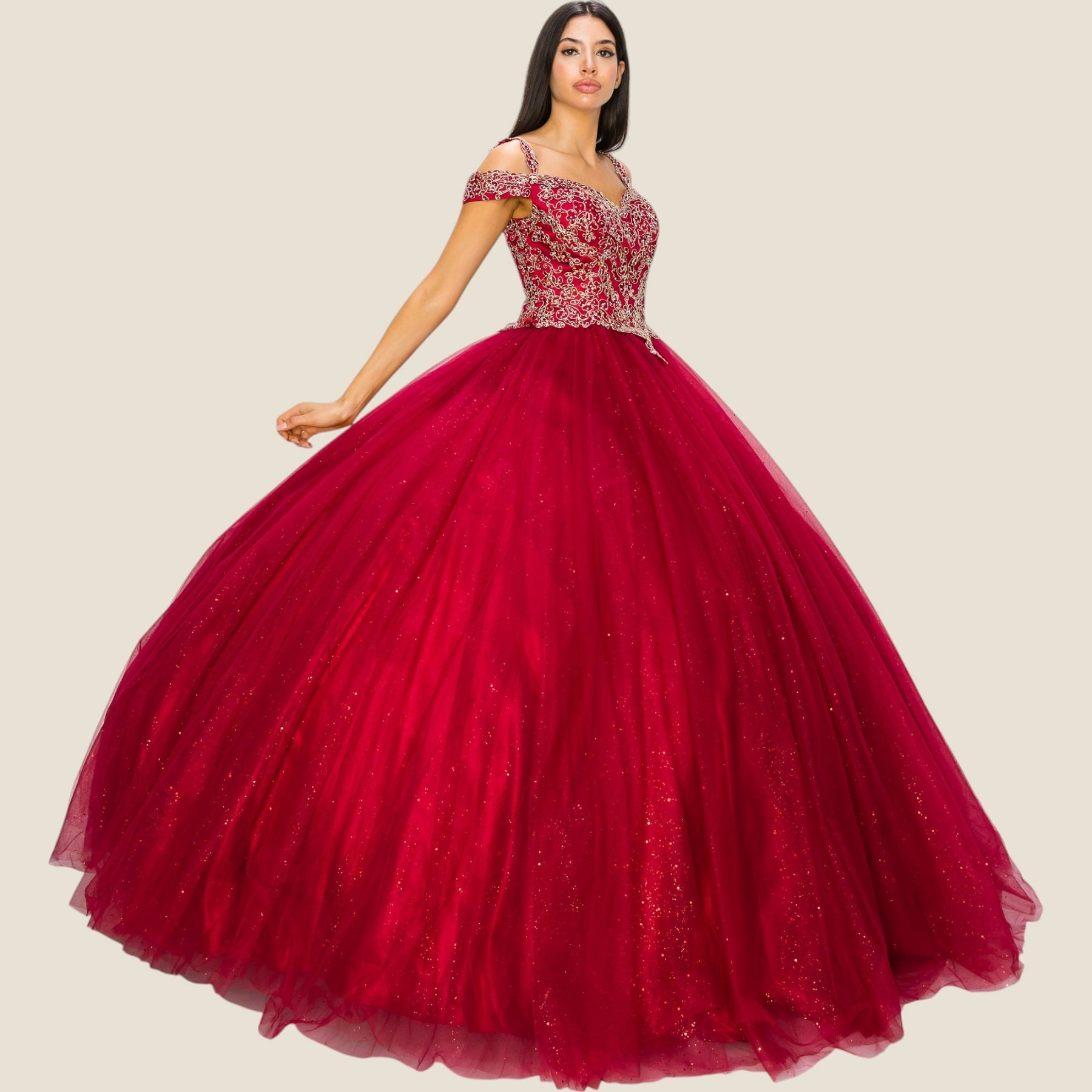 Long Glitter Ball Gown Quinceanera Dress Cinderella Couture 8028J