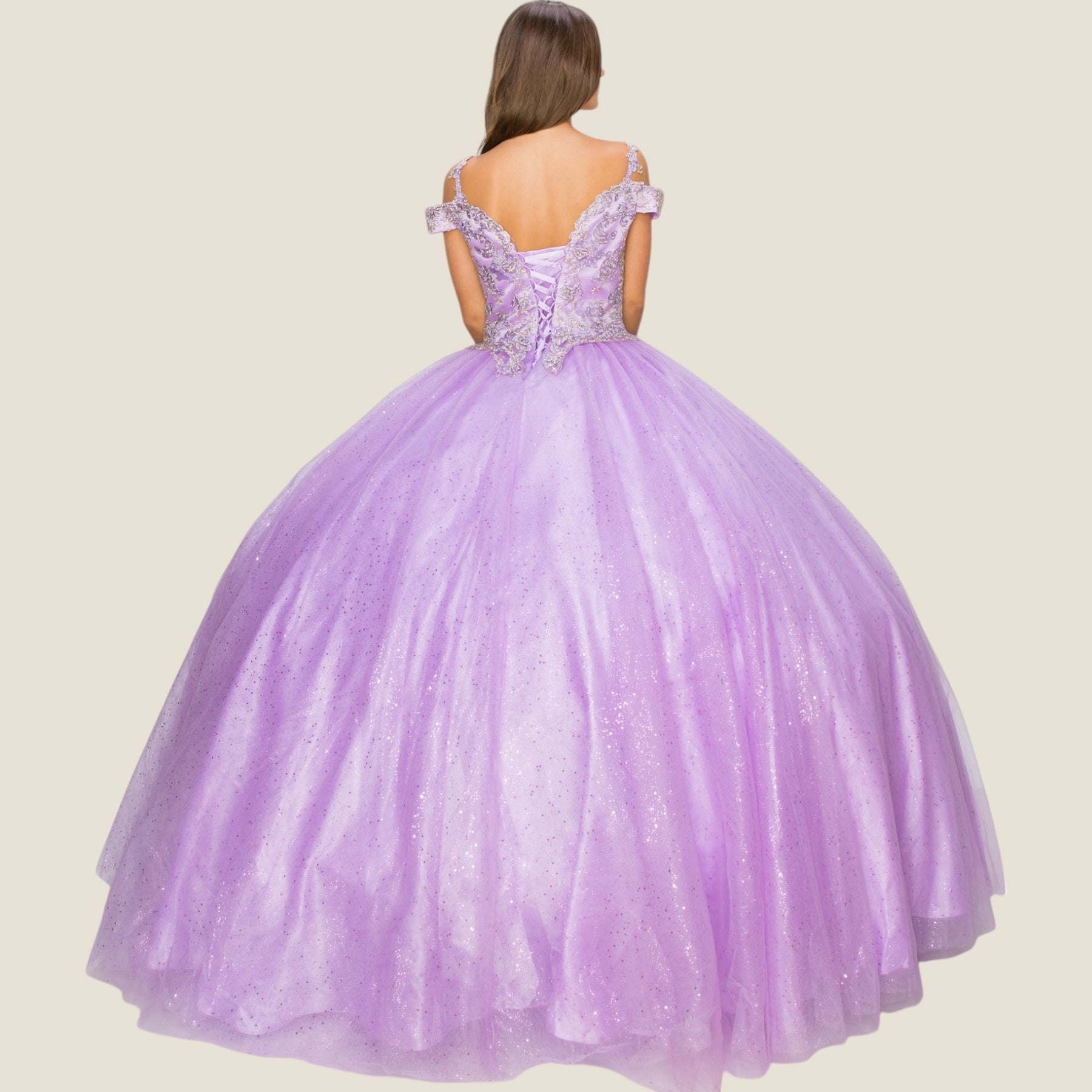 Quinceniera Dresses Long Glitter Ball Gown Quinceanera Dress Cinderella Couture 8028J Lilac
