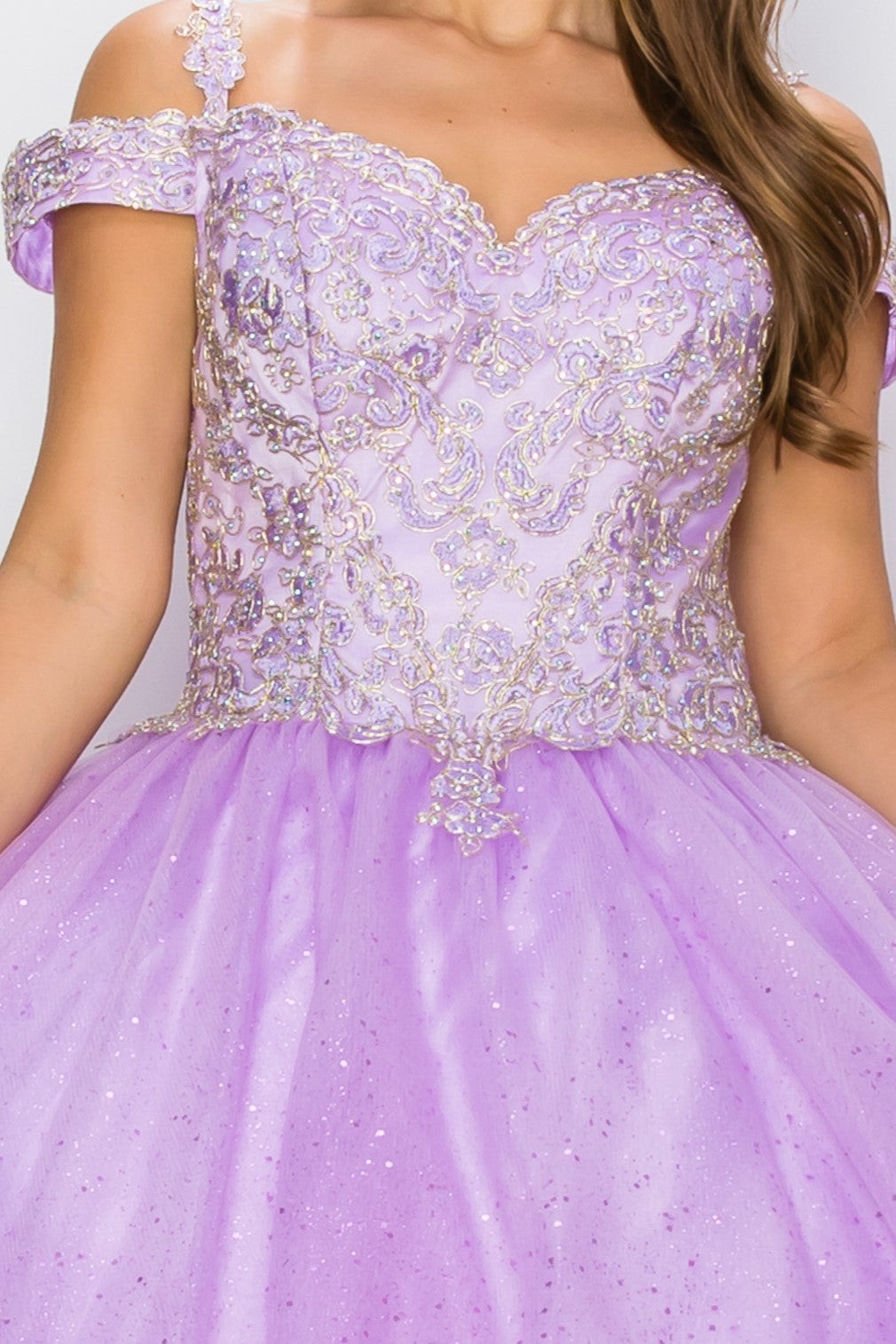 Quinceniera Dresses Long Glitter Ball Gown Quinceanera Dress Cinderella Couture 8028J Lilac