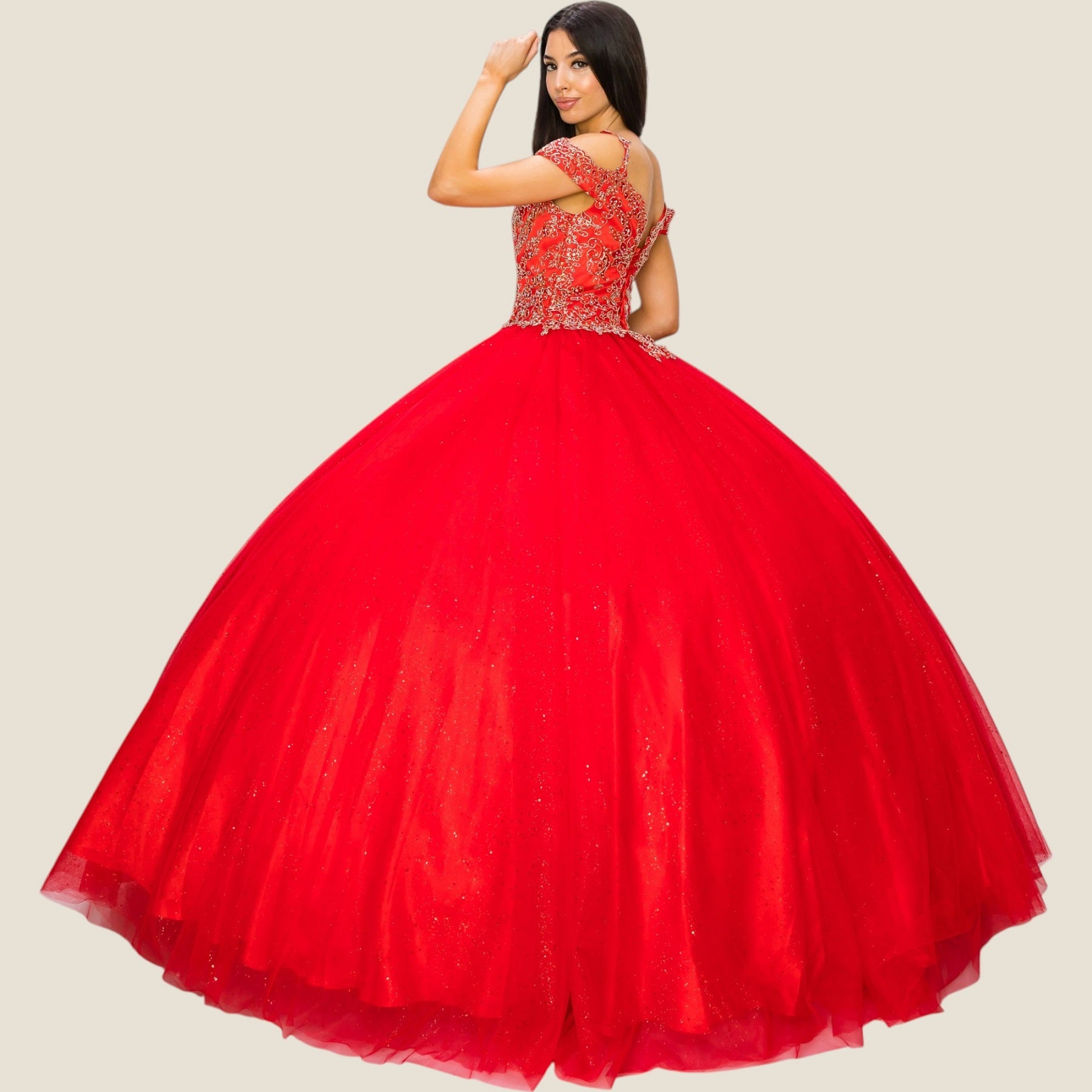 Quinceniera Dresses Long Glitter Ball Gown Quinceanera Dress Cinderella Couture 8028J Red