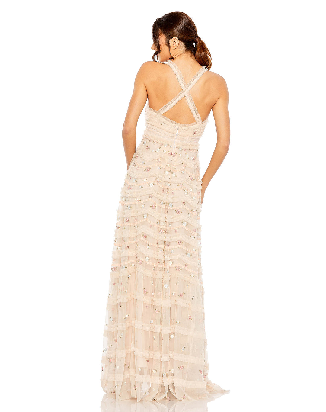 Prom Dresses Formal Long Prom Smock Waist Dress Blush Multi