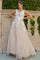 Prom Dresses Long Formal A Line Floral Lace Prom Dress Champagne