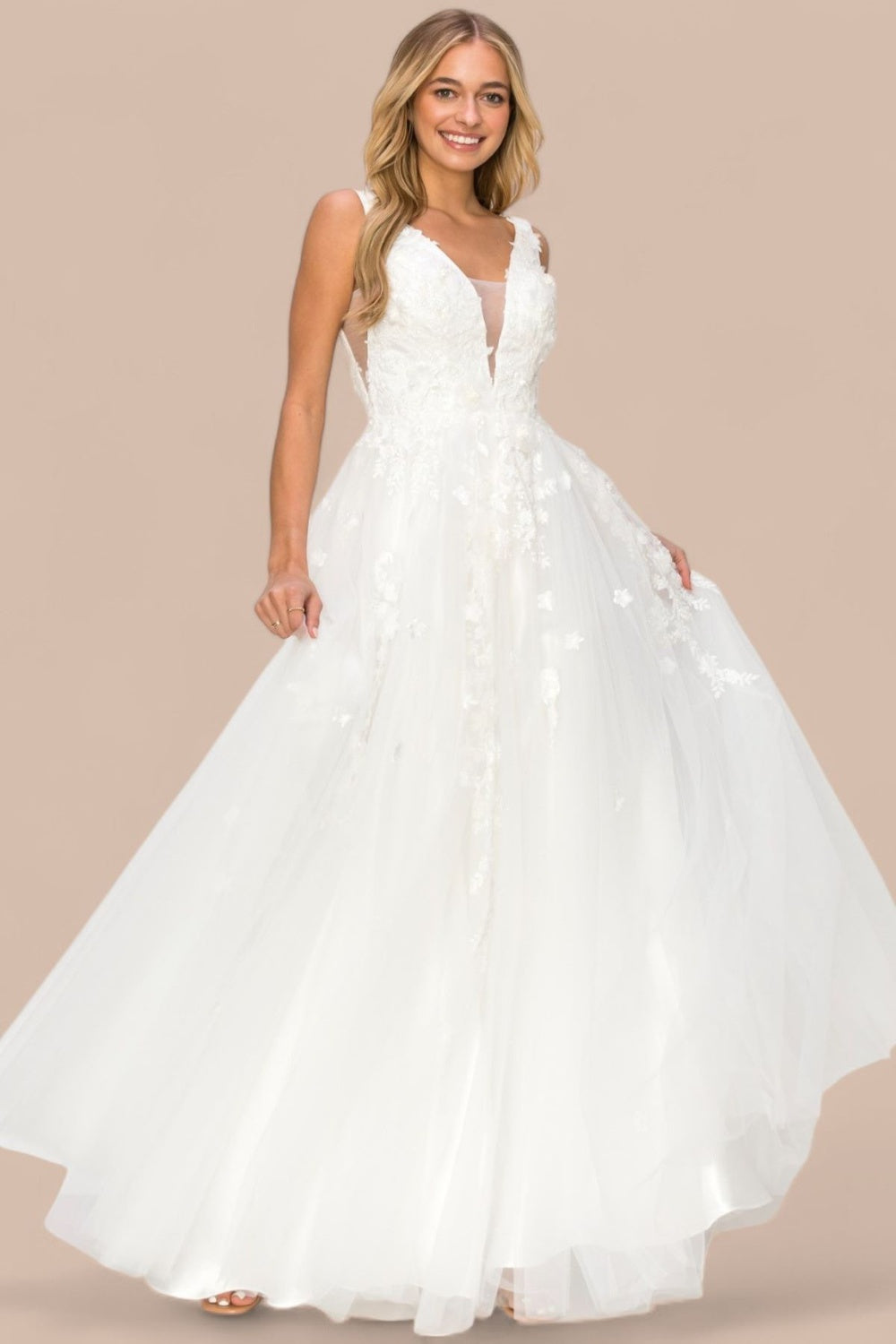 Cinderella CoutureC8040J Long A Line Bridal Gown Glitter Wedding Dress - White / 3XL Cinderella CoutureC8040J Long A Line Bridal Gown Glitter Wedding Dress - White / 3XL