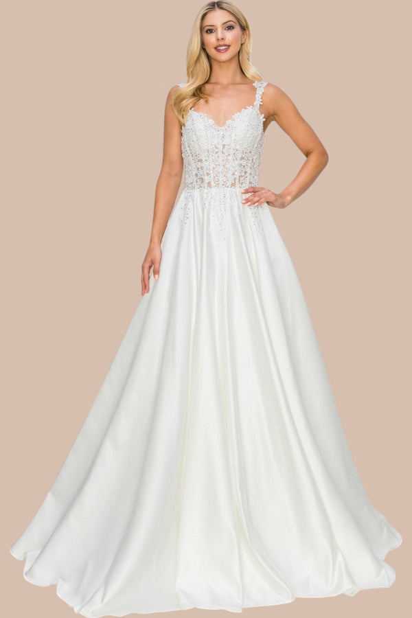 Cinderella Couture 8041J Long Bridal A Line Floral Applique Wedding Dress