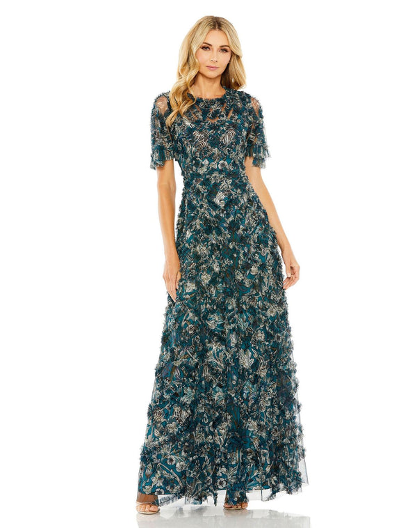 Floral Print Long Dress Formal Mac Duggal 8043