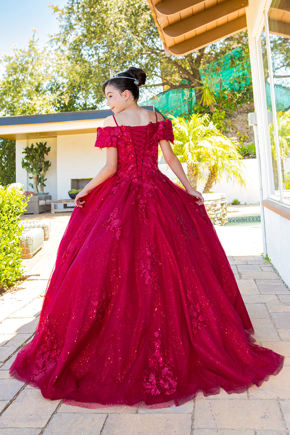 Cinderella Couture 8045 Flower Girl 3D Floral Applique Sequin Dress