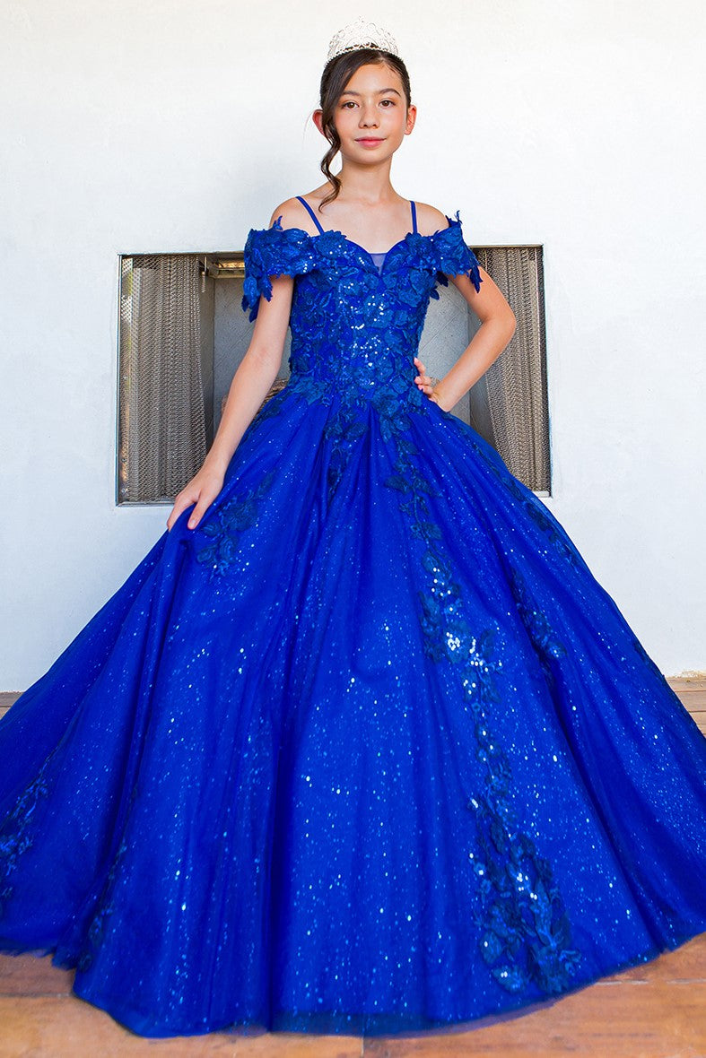Cinderella Couture 8045 Flower Girl 3D Floral Applique Sequin Dress