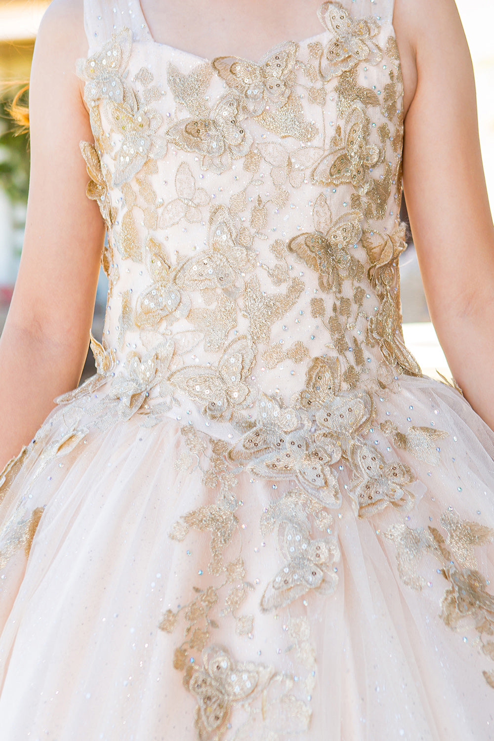 Cinderella Couture 8046 Long Beaded Applique Glitter Flower Girl Dress