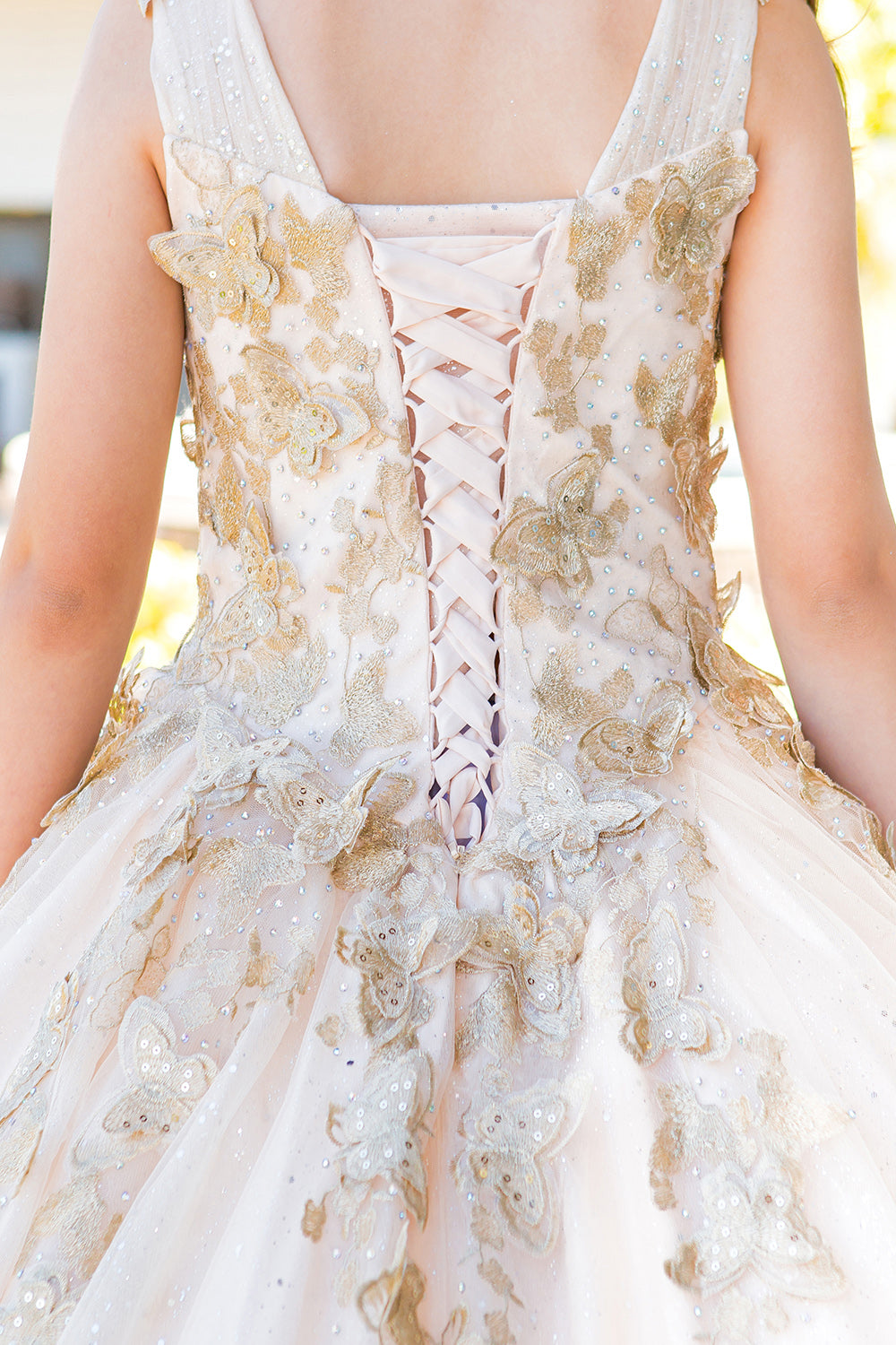 Cinderella Couture 8046 Long Beaded Applique Glitter Flower Girl Dress