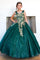 Flower Girl Dresses Long Beaded Applique Glitter Flower Girl Dress Hunter Green