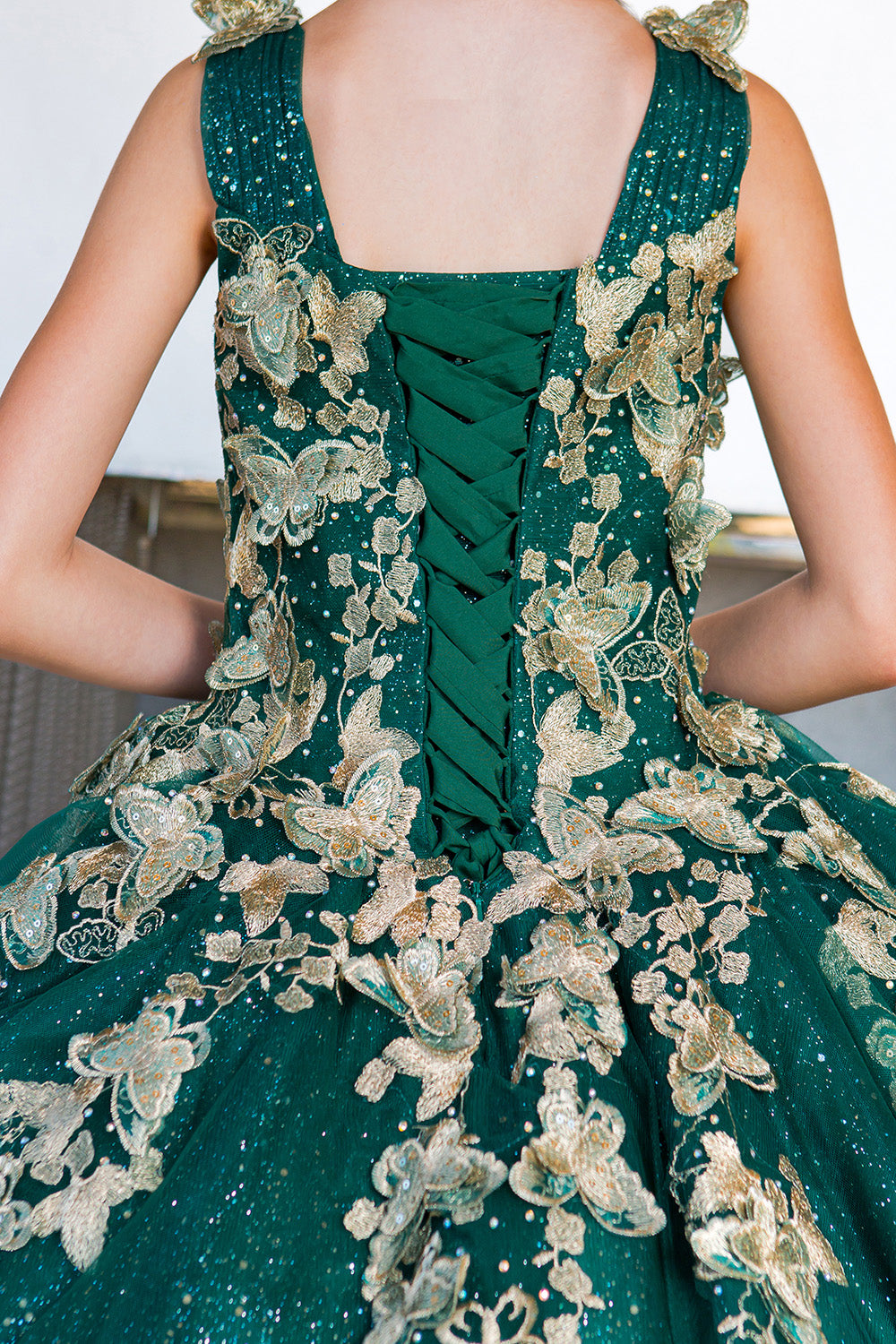 Cinderella Couture 8046 Long Beaded Applique Glitter Flower Girl Dress