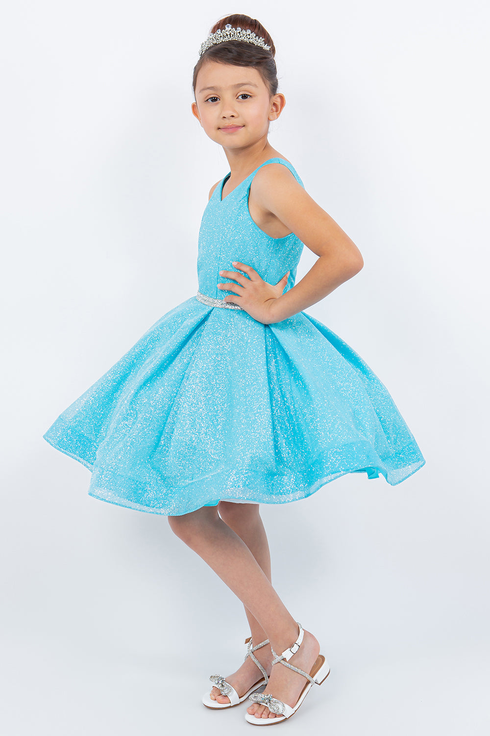 Cinderella Couture 8047 Short Glitter A Line Flower Girl Dress