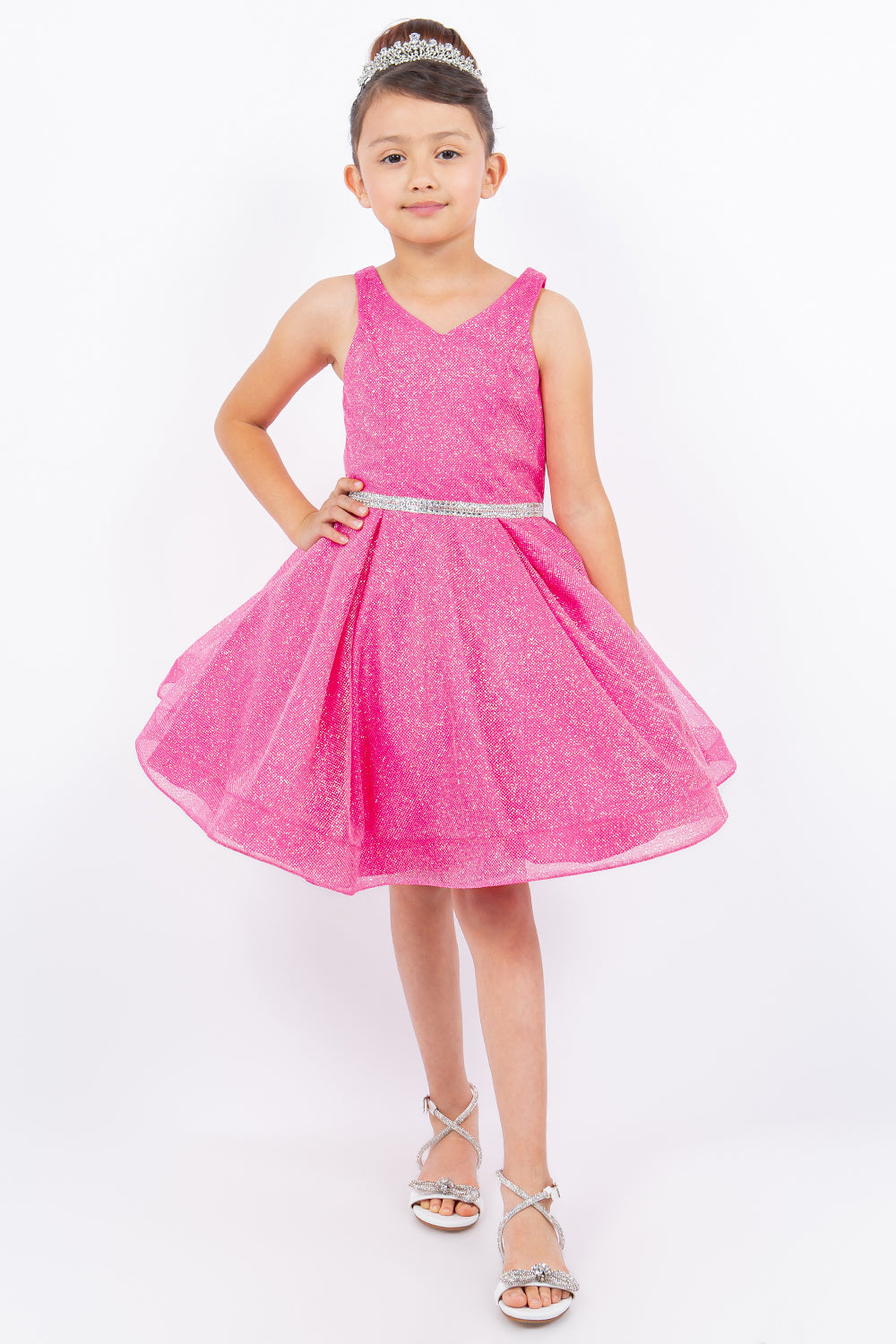 Cinderella Couture 8047 Short Glitter A Line Flower Girl Dress