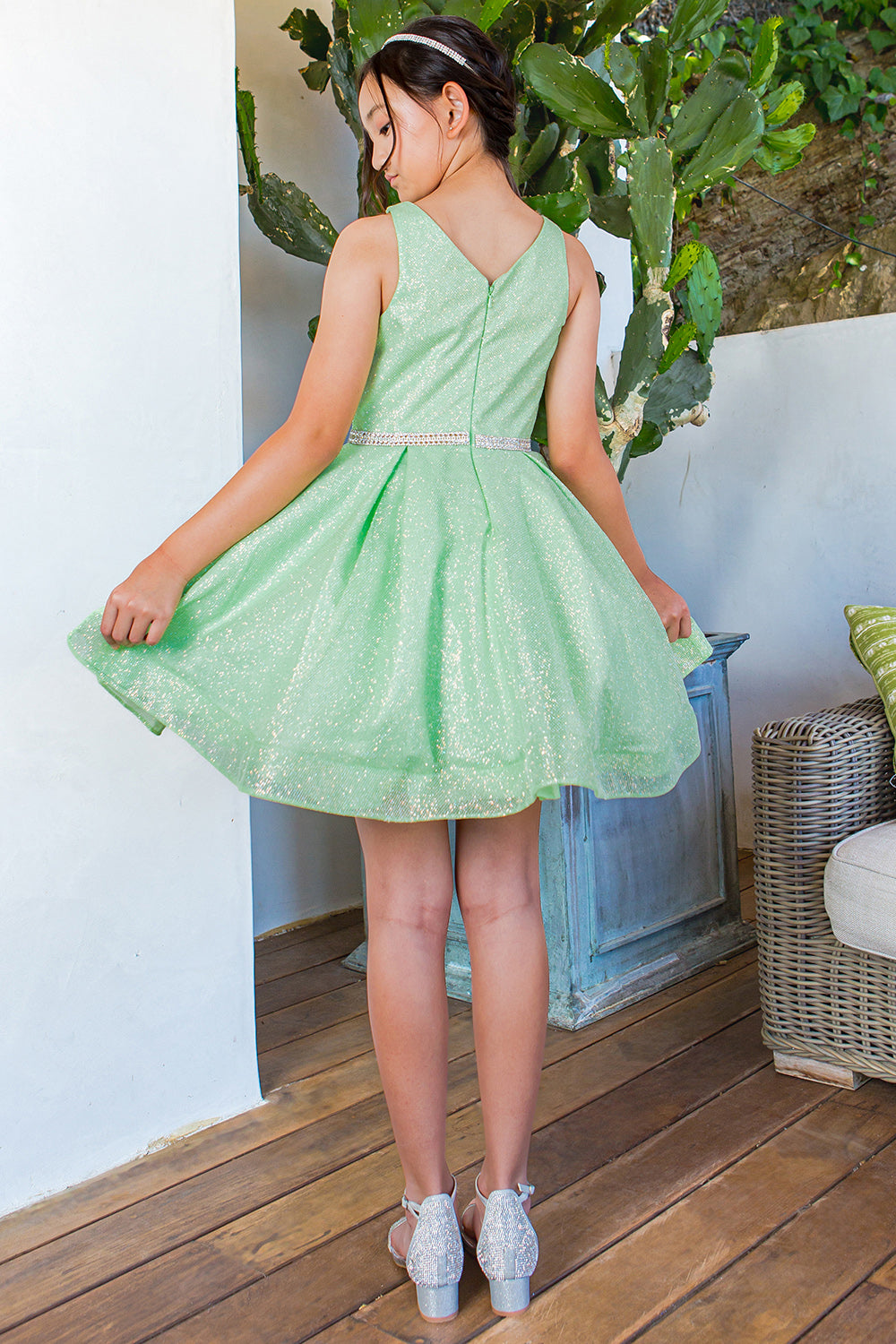 Cinderella Couture 8047 Short Glitter A Line Flower Girl Dress