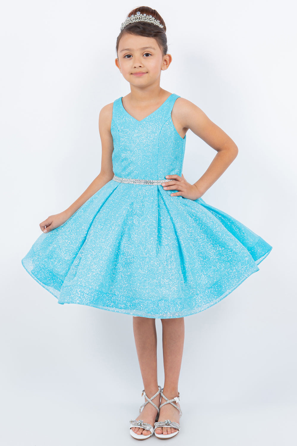 Cinderella Couture 8047 Short Glitter A Line Flower Girl Dress