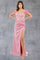 Prom Dresses Long Beaded Formal 3D Floral Applique Prom Dress Rose