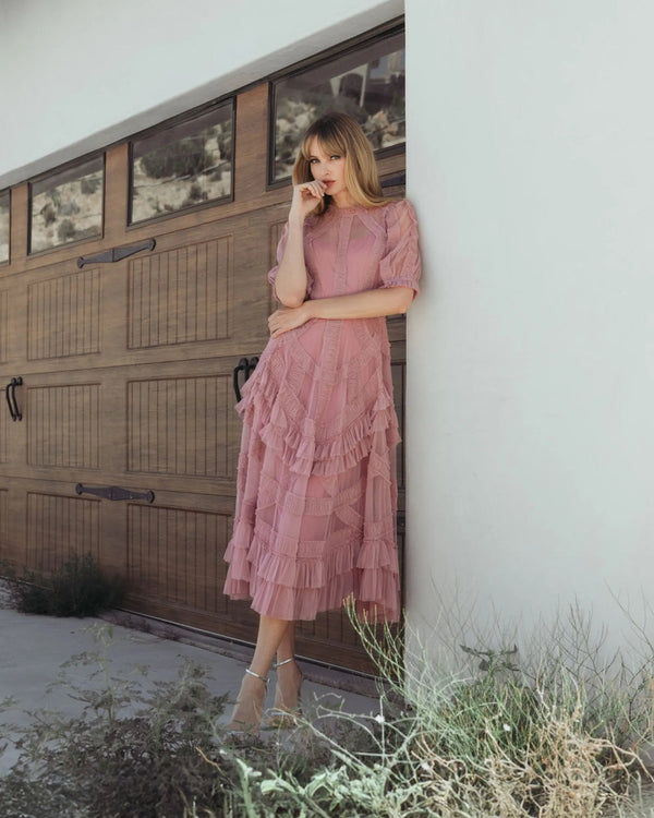 Illusion Midi Tulle Evening A-Line Mac Duggal 998058P