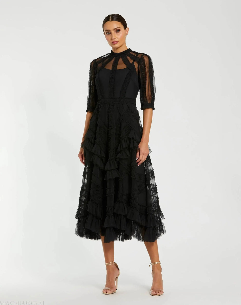 Illusion Midi Tulle Evening A-Line Mac Duggal 998058P