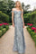 Prom Dresses Beaded Applique Long Formal Fitted Prom Dress Smoky Blue