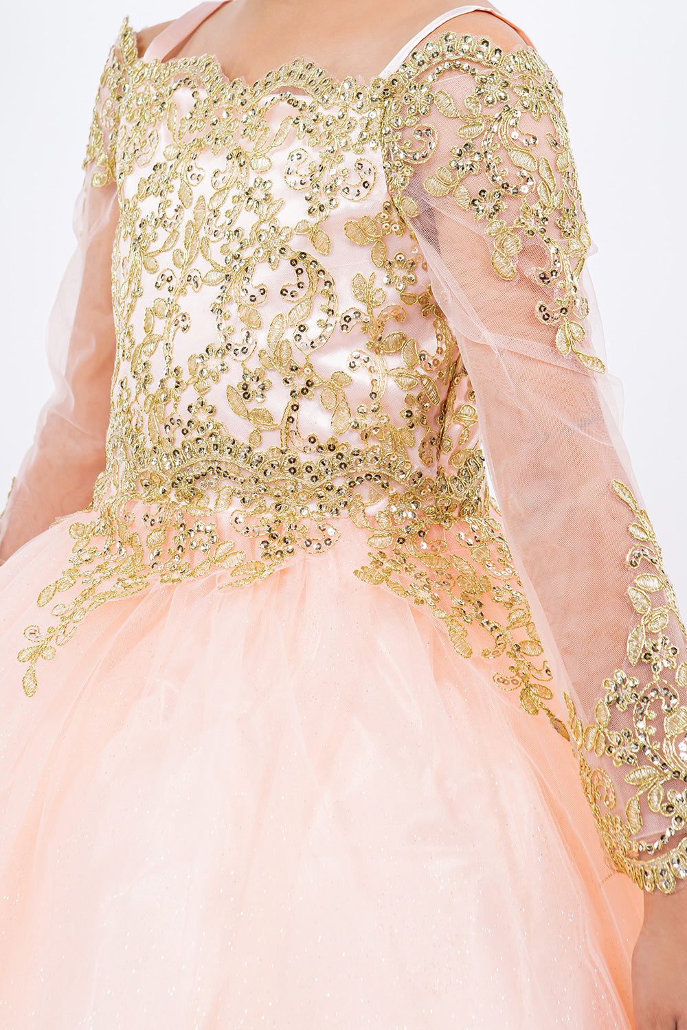 Flower Girl Dresses Glitter Lace Applique Flower Girl Dress Blush