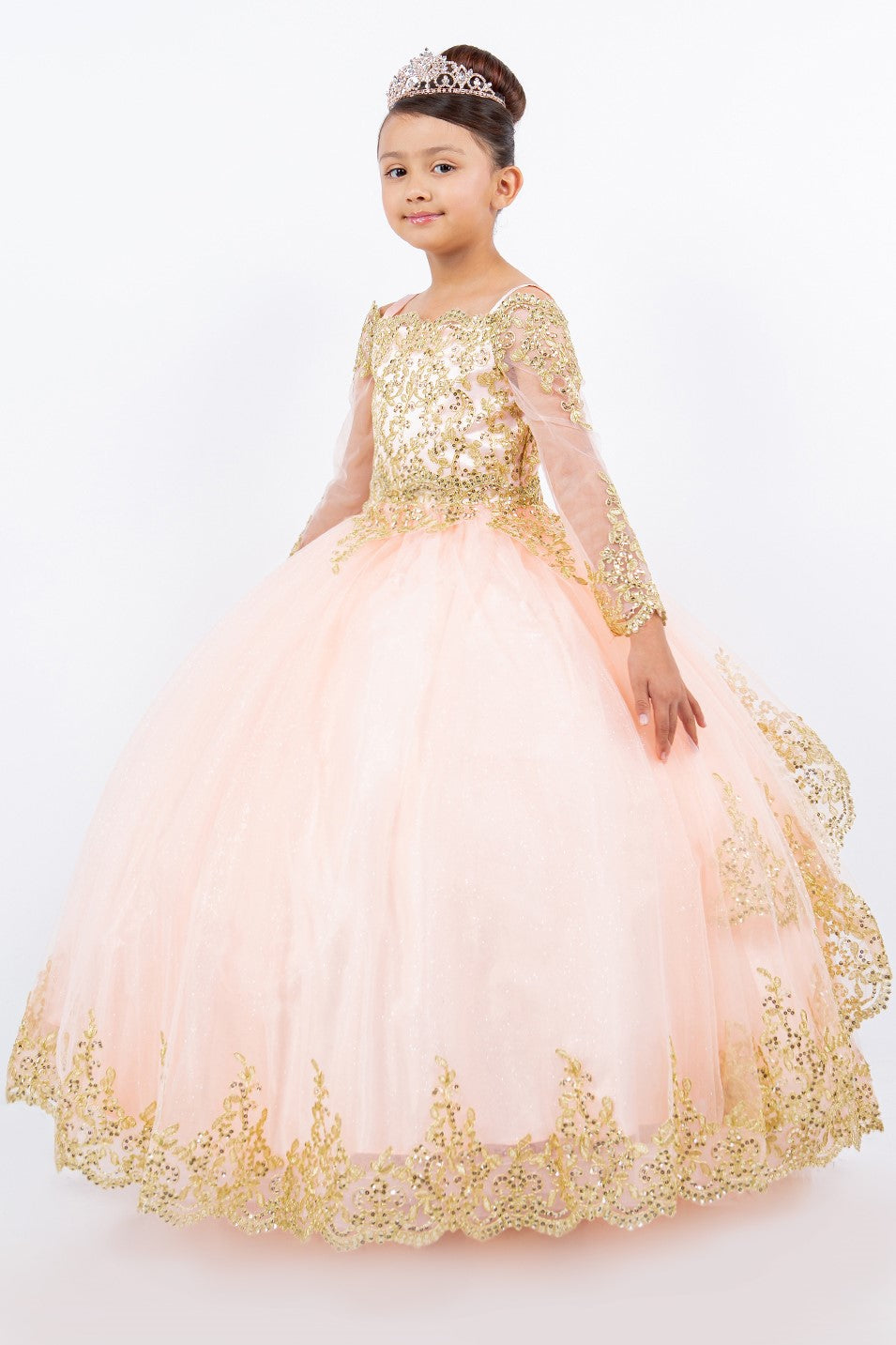 Cinderella Couture 8059 Glitter Lace Applique Flower Girl Dress