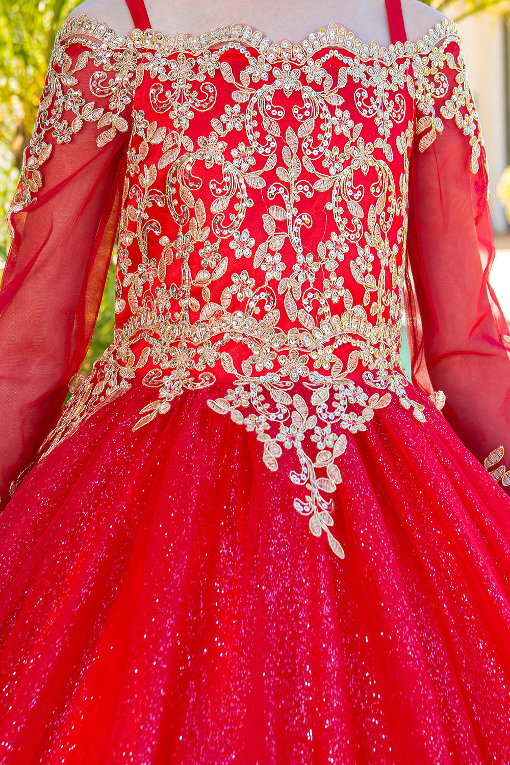 Flower Girl Dresses Glitter Lace Applique Flower Girl Dress Red