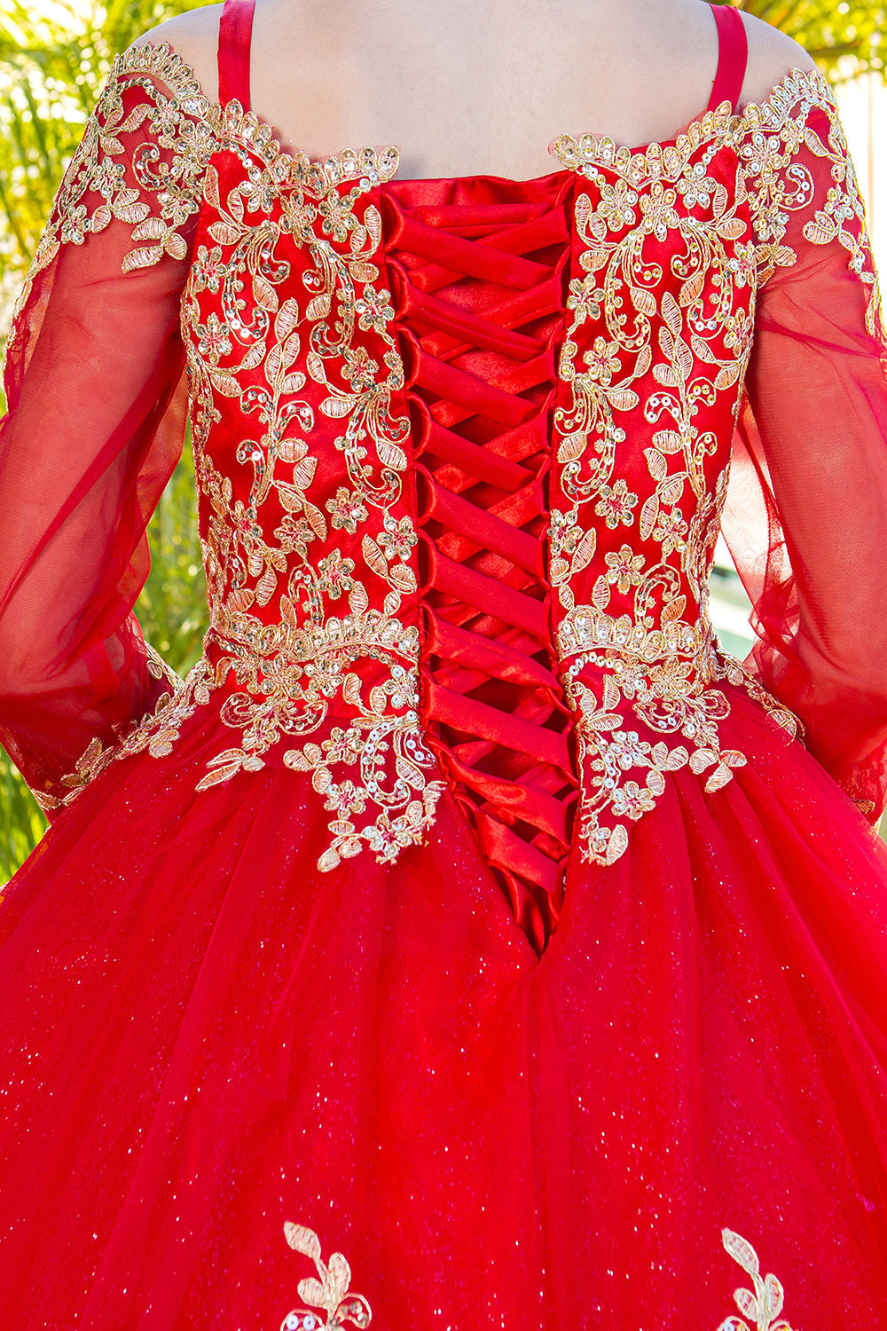 Cinderella Couture 8059 Glitter Lace Applique Flower Girl Dress