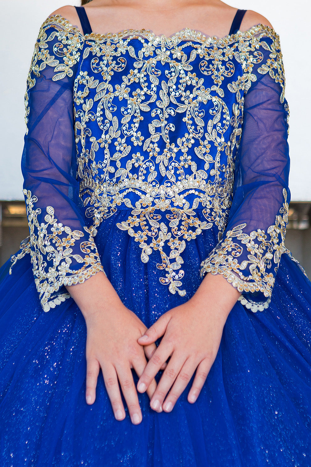Cinderella Couture 8059 Glitter Lace Applique Flower Girl Dress