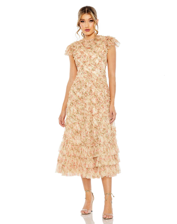 Short Formal Tiered Cocktail Midi Dress–Formal Tiered Cocktail Midi Short–Mac Duggal 8060