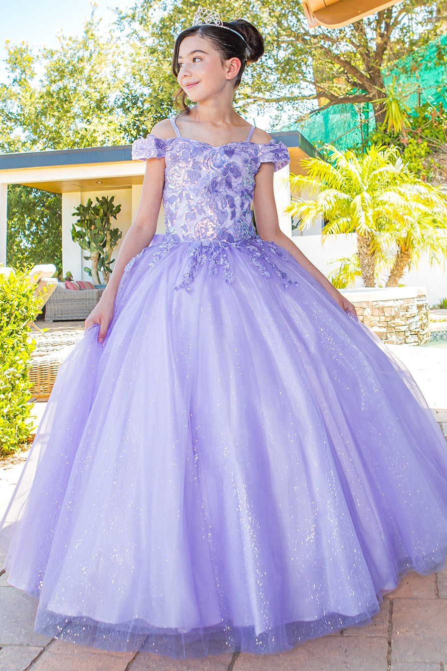 Cinderella Couture 8062 Long Ball Gown Sequin Flower Girl Dress