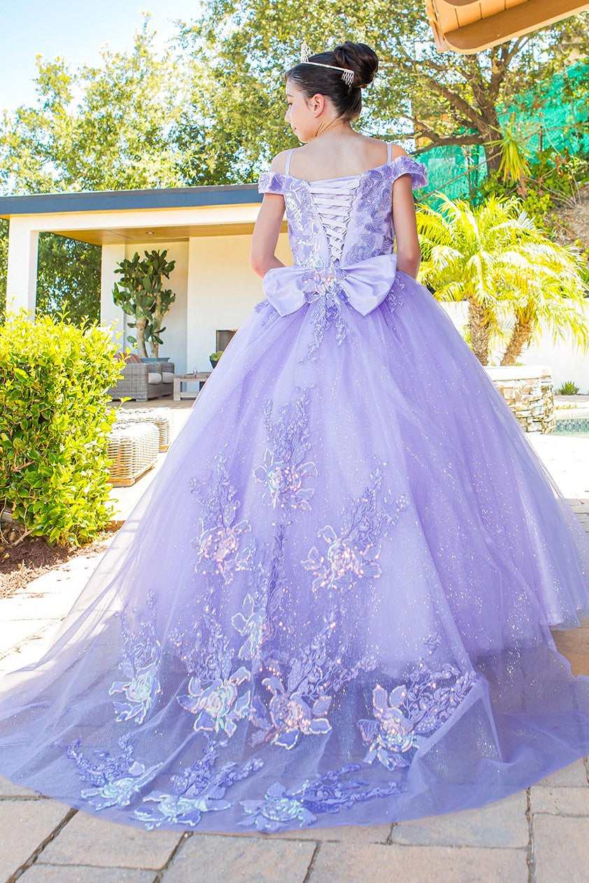 Cinderella Couture 8062 Long Ball Gown Sequin Flower Girl Dress