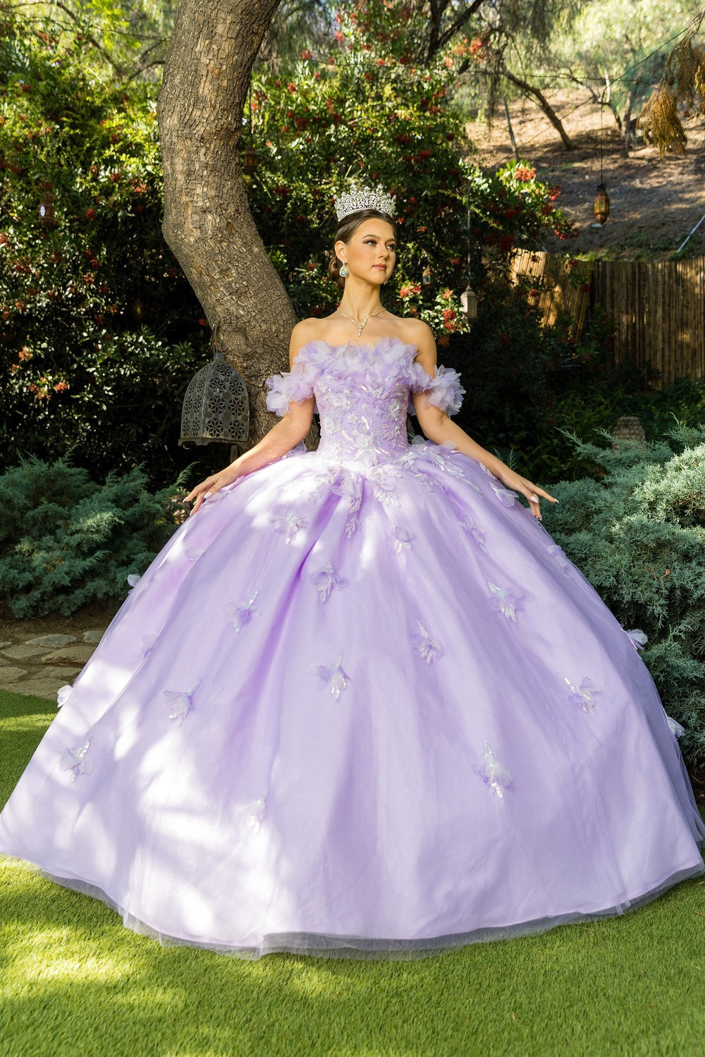Quinceniera Dresses Long Corset Ball Gown Quinceanera Dress Cinderella Couture 8065J Lilac