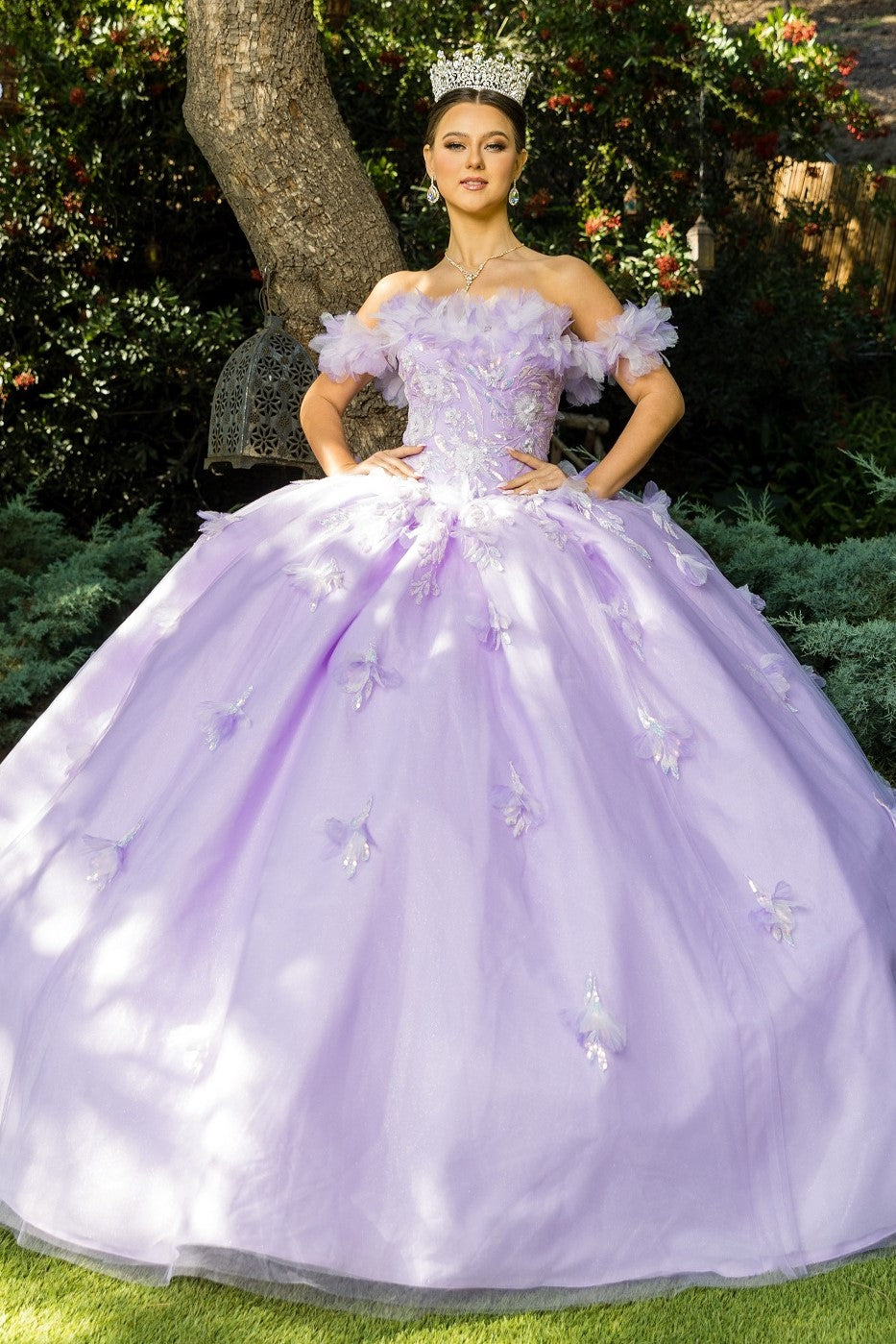 Quinceniera Dresses Long Corset Ball Gown Quinceanera Dress Cinderella Couture 8065J Lilac