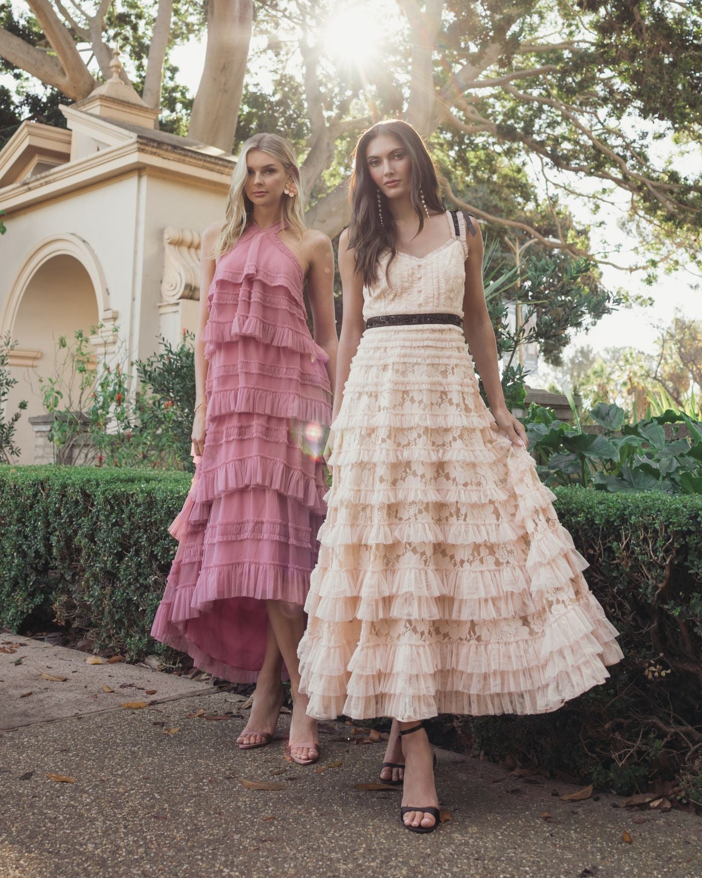 Cocktail Dresses High Low Cocktail Dress - Ruffle - Mac Duggal 8276 Rose-Mesh-8276-Tiered