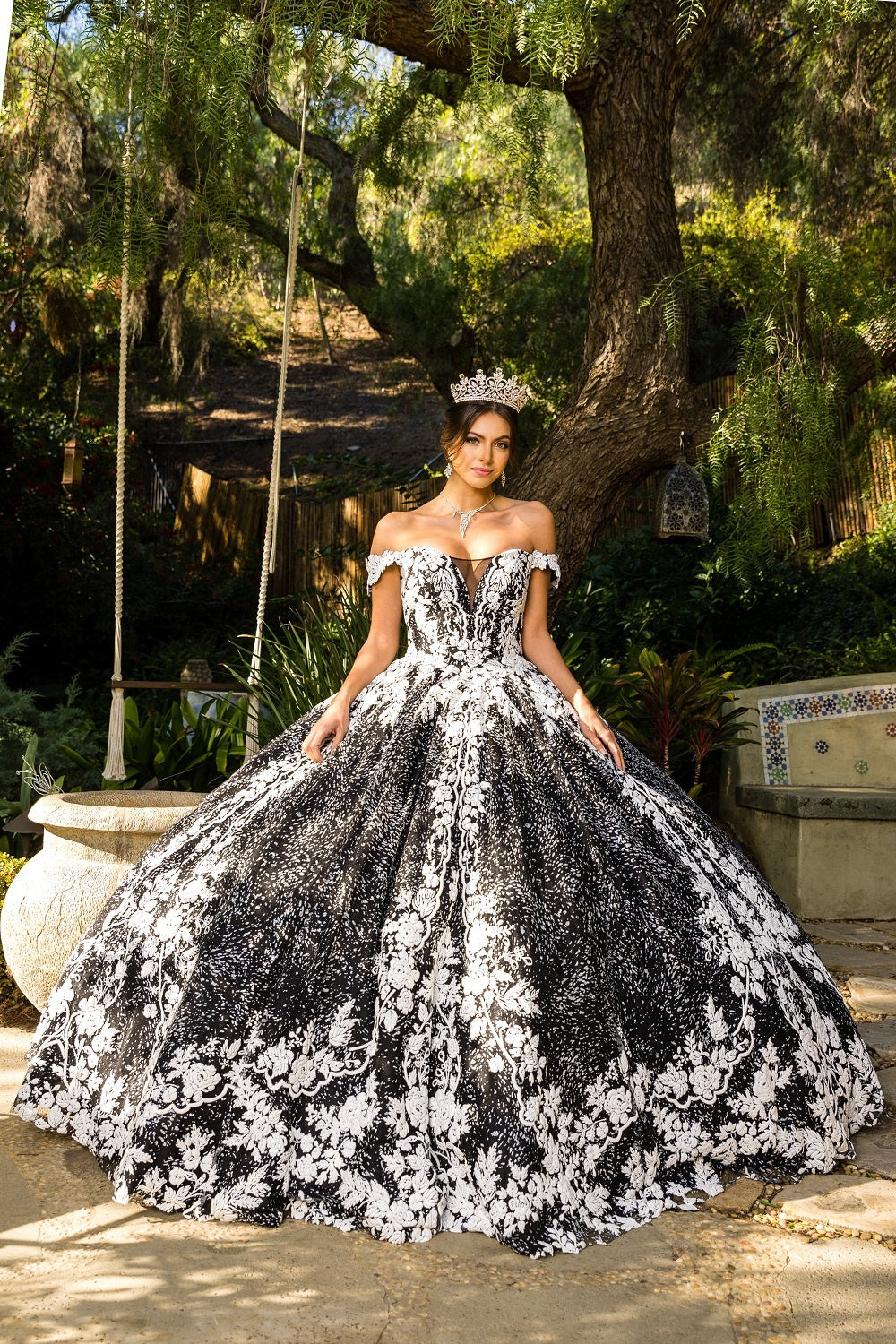 Cinderella Couture 8070J Long Quinceanera Dress Black / Small