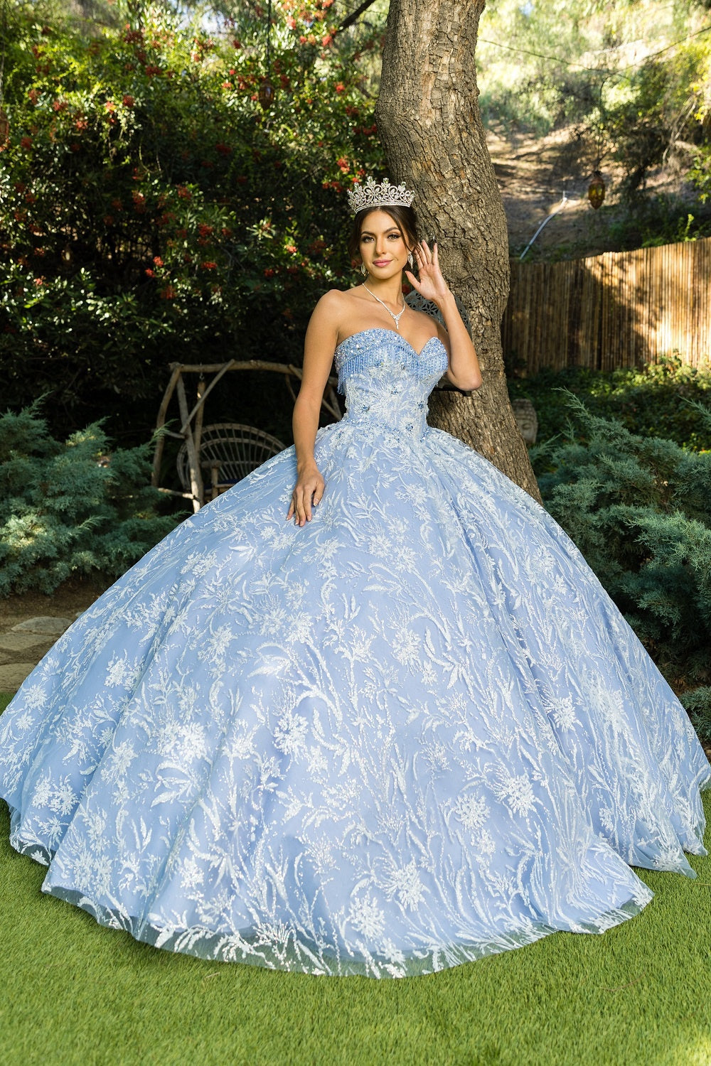 Quinceniera Dresses  Beaded Applique Quinceanera Dress Cinderella Couture 8071J Dusty Blue