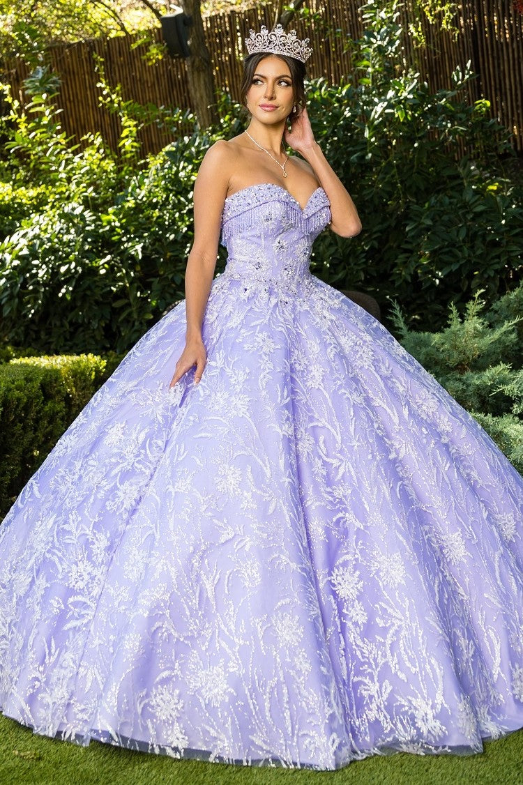 Quinceniera Dresses  Beaded Applique Quinceanera Dress Cinderella Couture 8071J Lilac