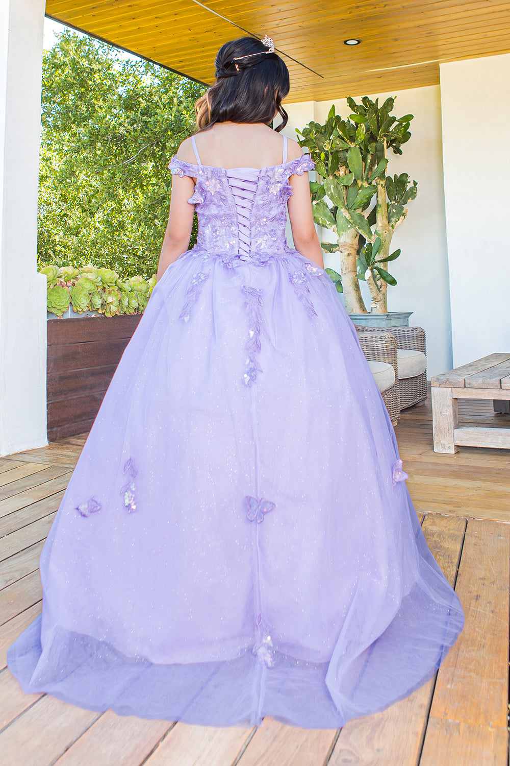 Cinderella Couture 8075 Long Flower Girl Glitter Cape Dress