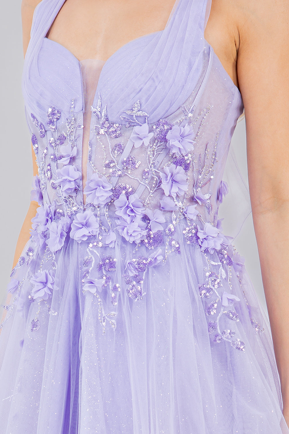 Cinderella Couture 8076J A Line Long Formal Glitter Slit Prom Dress