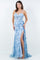 Prom Dresses Long Fitted Formal 3D Applique Prom Dress Blue