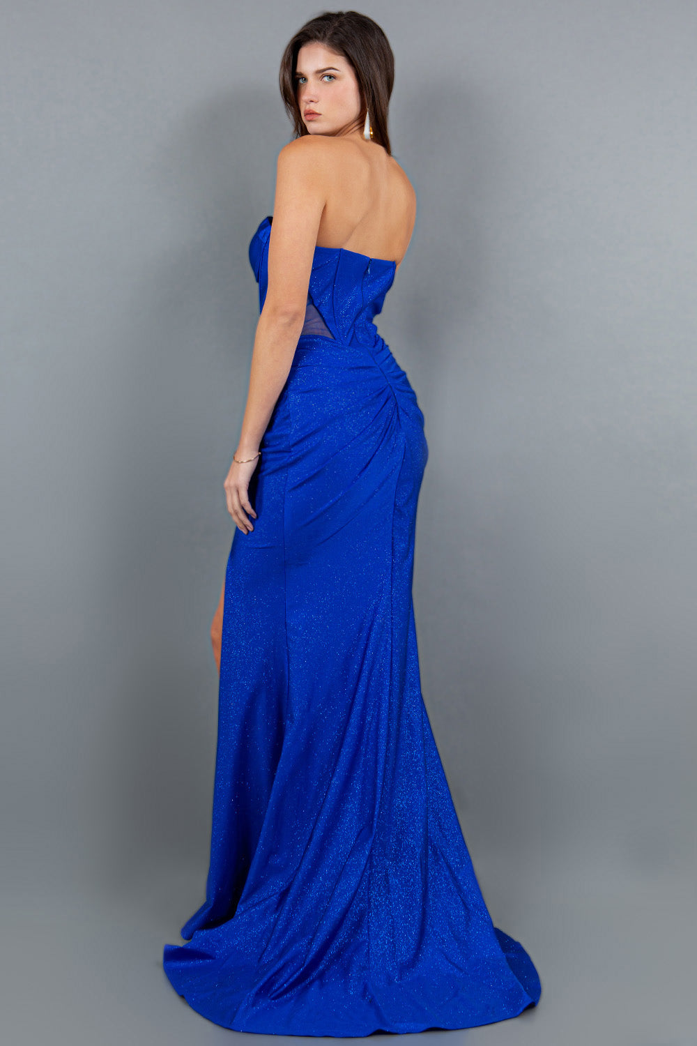 Cinderella Couture 8094J Long Formal Slit Glitter Prom Dress