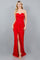 Prom Dresses Fitted Long Metallic Formal Slit Prom Dress Red