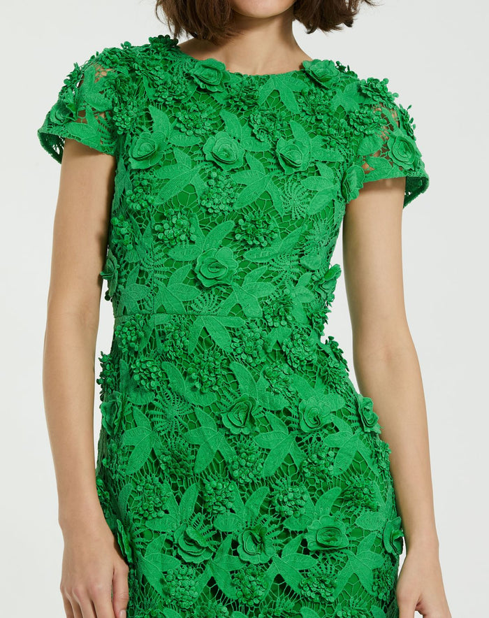 Cocktail Dresses Short Fitted Floral Cocktail Midi Dress Spring Green