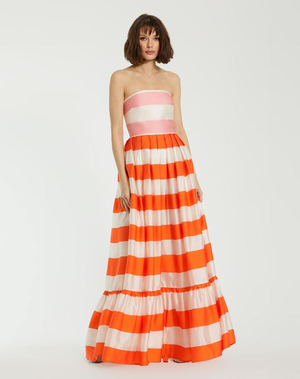 Long Stripped Formal Prom Ruffle Dress–Stripped Formal Prom Ruffle Long–Mac Duggal 81053