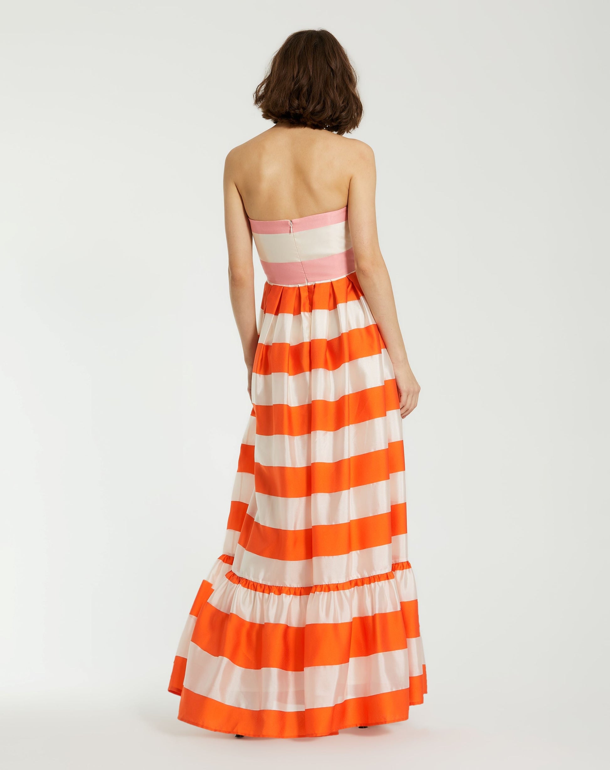 Mac Duggal 81053 Long Stripped Formal Prom Ruffle Dress