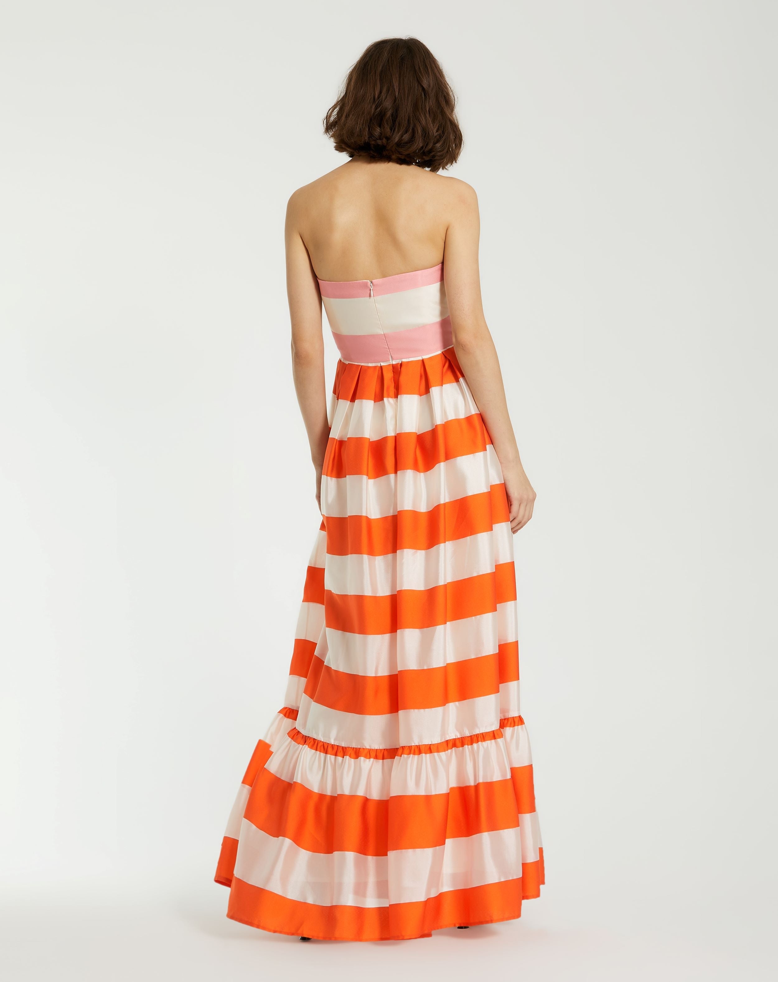Formal Dresses Long Stripped Formal Prom Ruffle Dress Sunset