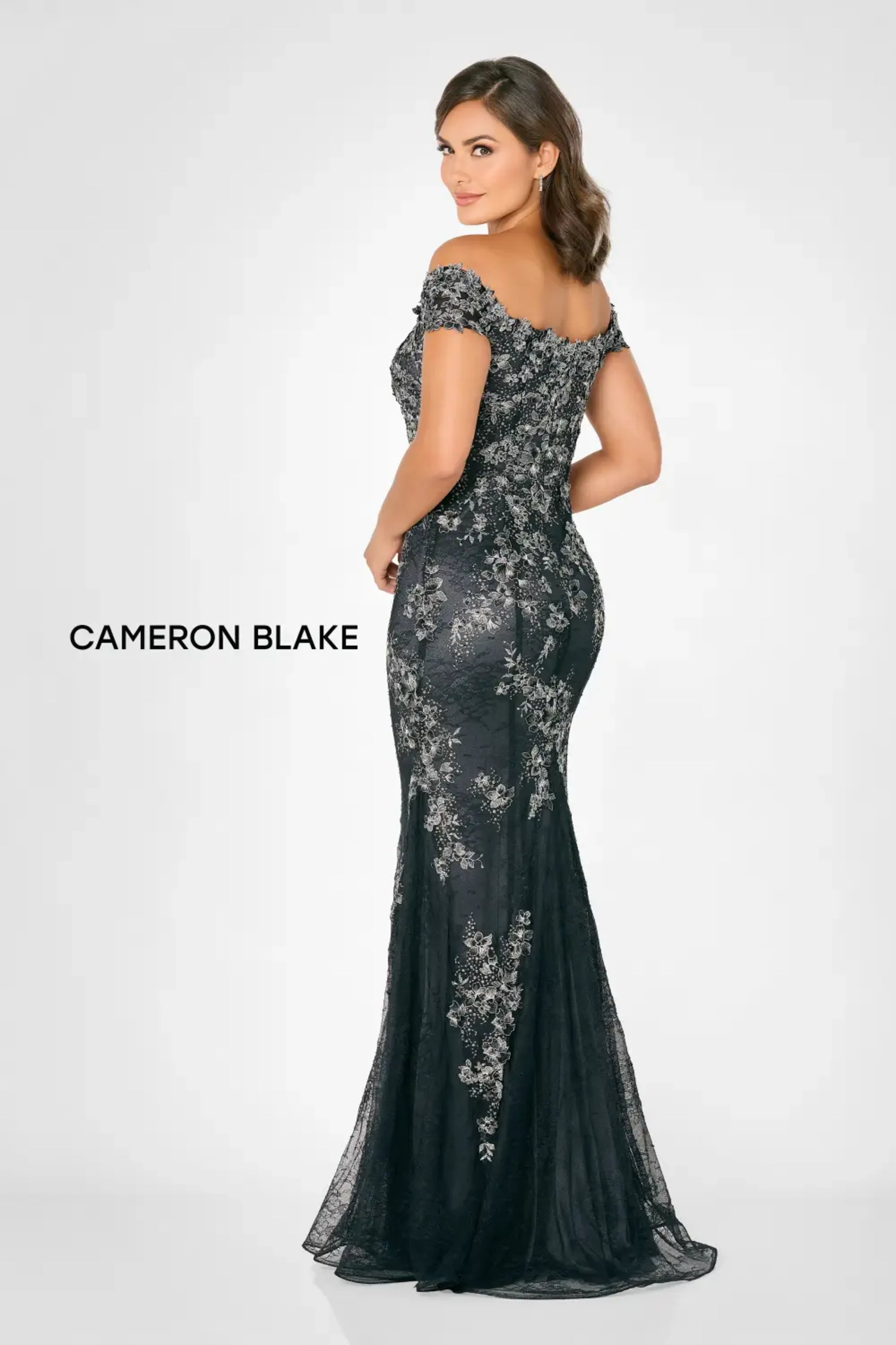 Cameron Blake CB792 Floral Long Lace Formal Mermaid Evening Dress